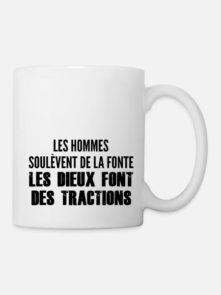 humour traction / sport muscu - Mug blanc - blanc