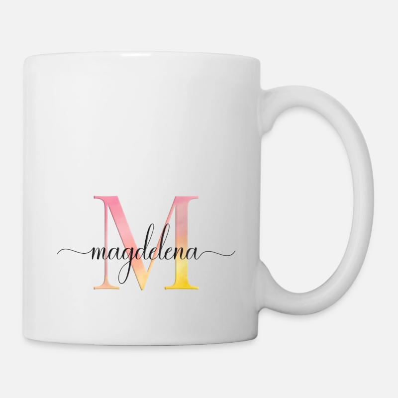 M | Monogramm | Name |Magdalena |Watercolor - Tasse - Weiß