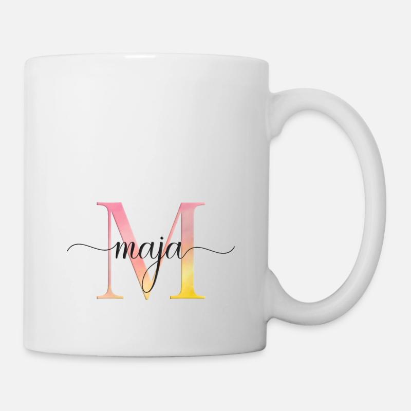 M | Monogramm | Name |Maja |Watercolor - Tasse - Weiß