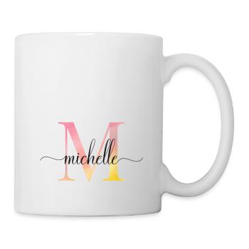 M | Monogram | Name | Michelle | Watercolor - Mug - white - Right