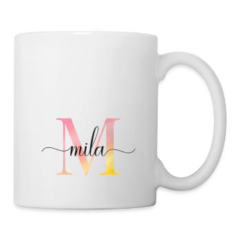 M | Monogramm | Name |Mila |Watercolor - Tasse - Weiß - Rechts