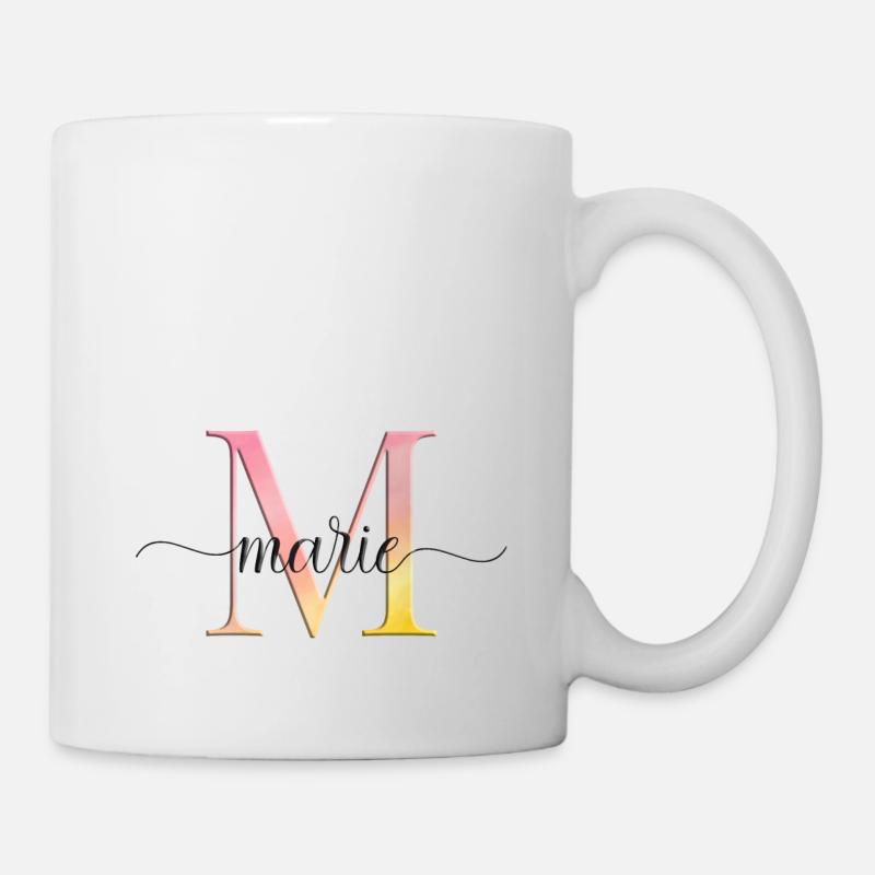 M | Monogramm | Name |Marie |Watercolor - Tasse - Weiß