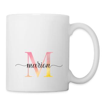 M | Monogramm | Name |Marion |Watercolor - Tasse - Weiß - Rechts