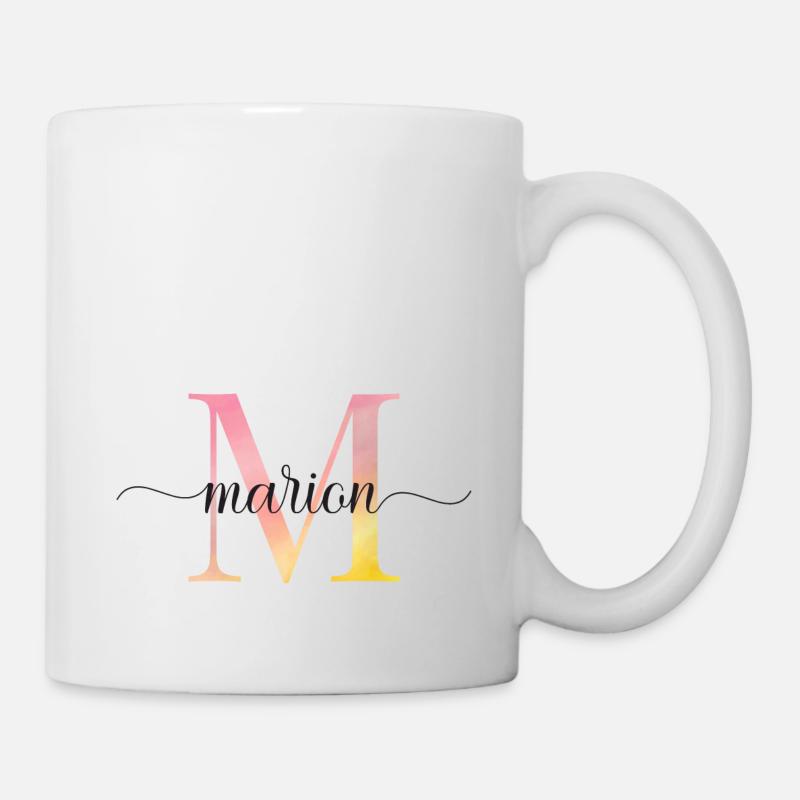 M | Monogramm | Name |Marion |Watercolor - Tasse - Weiß