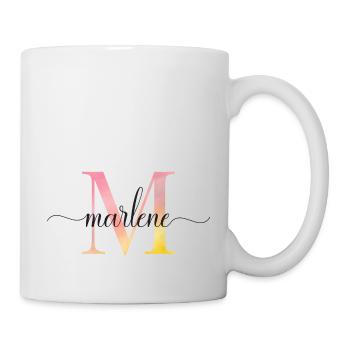 M | Monogramm | Name |Marlene |Watercolor - Tasse - Weiß - Rechts