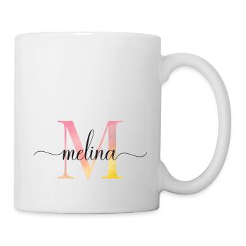 M | Monogramm | Name |Milena |Watercolor - Tasse - Weiß - Rechts