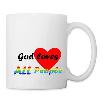 LGBTQ God Love Rainbow Flag Football - Mug - white - Right