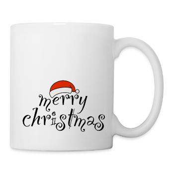 Joyeux Noël avec chapeau de Noël - Mug blanc - blanc - Droite