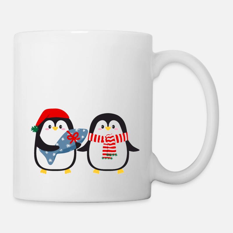 Cute penguins with gift - Mug - white