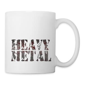 heavy metal music metal band retro guitar bass - Mug - white - Right
