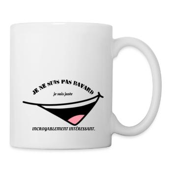 T-shirt "Pas bavard, juste intéressant" - Mug blanc - blanc - Droite