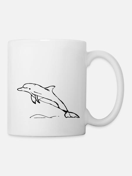 Springender Delphin Geschenk - Tasse - Weiß
