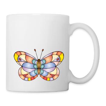 Bunter Schmetterling - Tasse - Weiß - Rechts