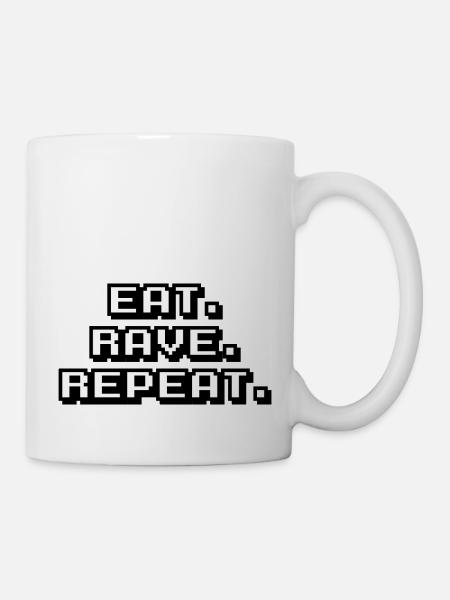 eat rave repeat - Tasse - Weiß