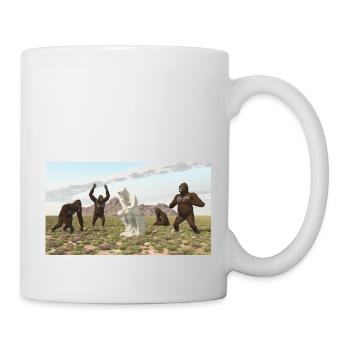 Gorillas with Thinker Sculpture - Mug - white - Right