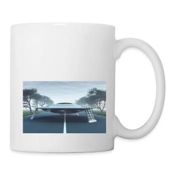Fliegende Untertasse auf einer Landstraße - Tasse - Weiß - Rechts
