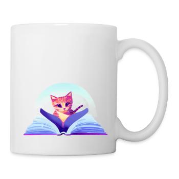 Livres pour chats Chat Lecture Livre Chaton Chat domestique - Mug blanc - blanc - Droite