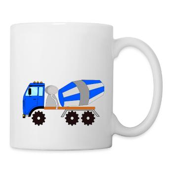 Bétonnière bleu-gris, véhicule de chantier - Mug blanc - blanc - Droite