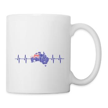 Australia, Down Under, Australien, Heartbeat - Tasse - Weiß - Rechts