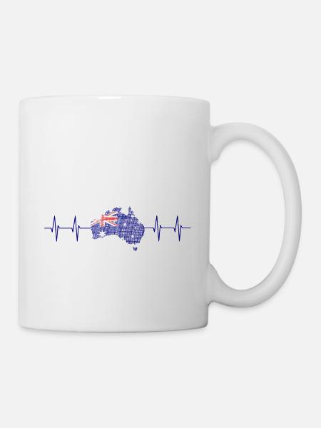 Australia, Down Under, Australien, Heartbeat - Tasse - Weiß