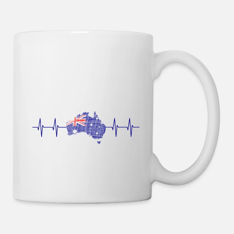 Australia, Down Under, Australien, Heartbeat - Tasse - Weiß