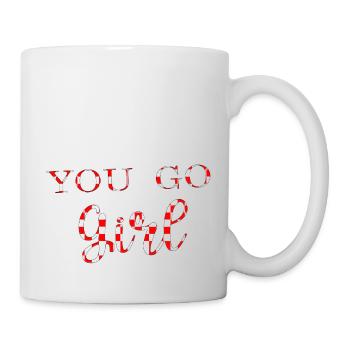 yu go girl power frauen mädchen feminismus zitate frau - Tasse - Weiß - Rechts