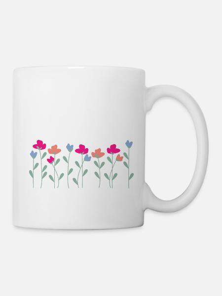 Blumige Vibes - Geschenkidee - Tasse - Weiß