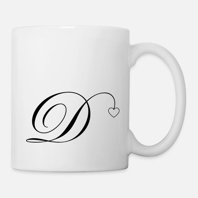 Lettre d calligraphie cœur - Mug blanc - blanc
