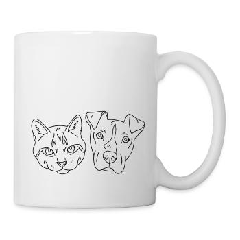 Katze und Hund - Tasse - Weiß - Rechts