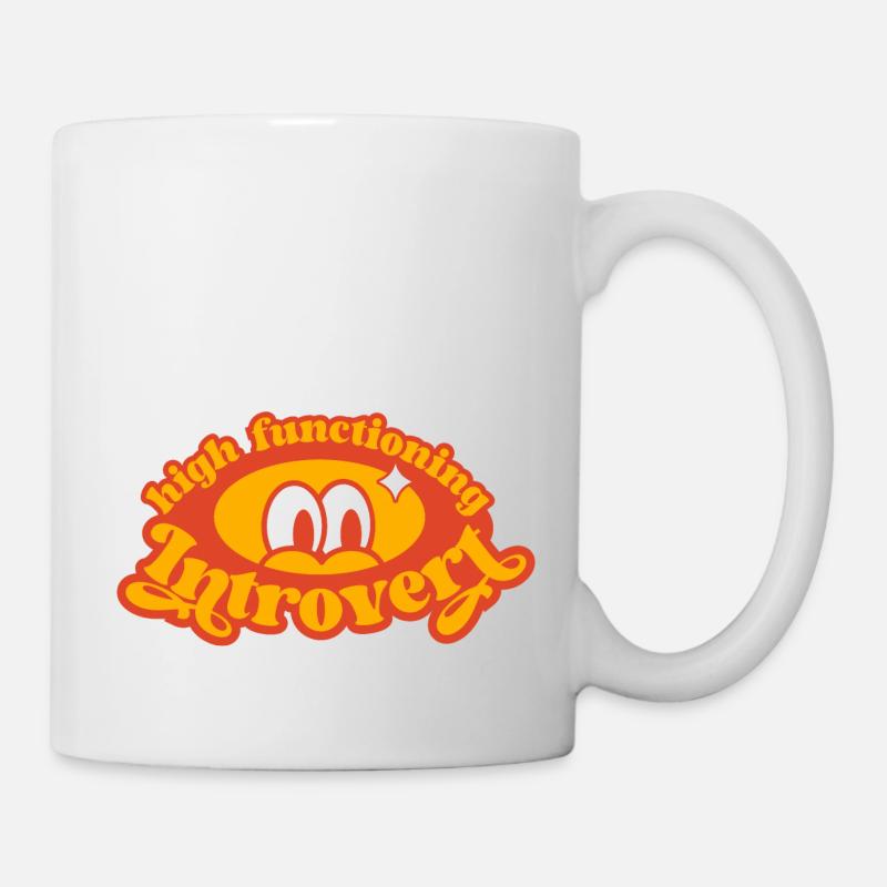 high functioning introvert, funny retro - Mug - white