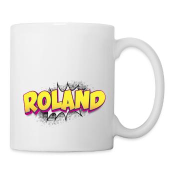 Roland Benutzerdefinierter Name Comic-Buch-Stil Pop-Art, - Tasse - Weiß - Rechts