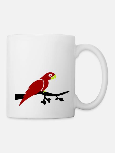 papagei ast - Tasse - Weiß
