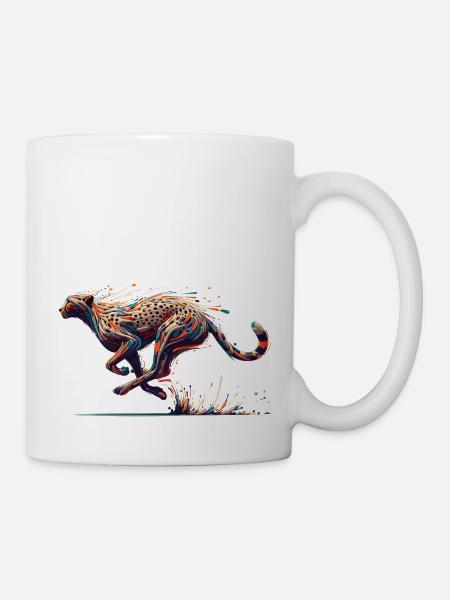 Farbenfroher abstrakter Gepard - Tasse - Weiß