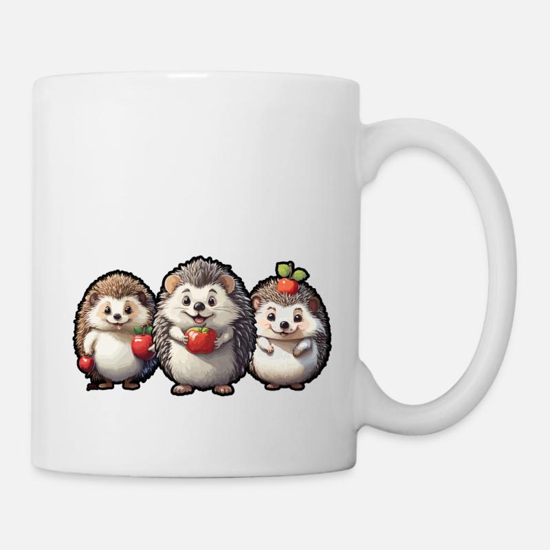 Hérisson aux pommes - Saison d’automne - DIGITAL - Mug blanc - blanc