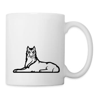 Loup tchétchène solitaire - Une couleur noire - Mug blanc - blanc - Droite
