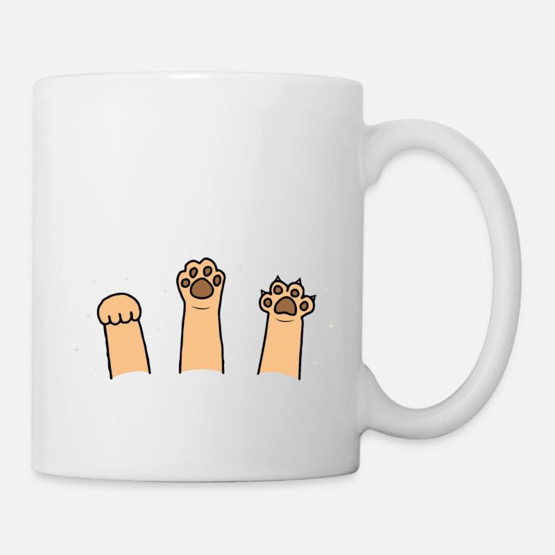 Pierre Papier Ciseaux Jeu De Main Chat Mignon Avec Drôle - Mug blanc - blanc