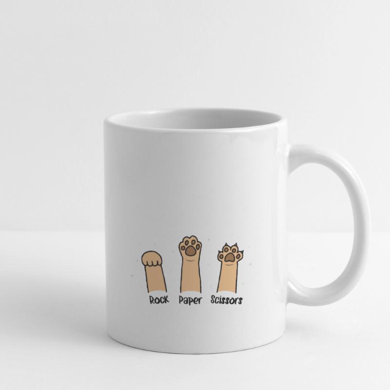 Pierre Papier Ciseaux Jeu De Main Chat Mignon Avec Drôle Mug blanc
