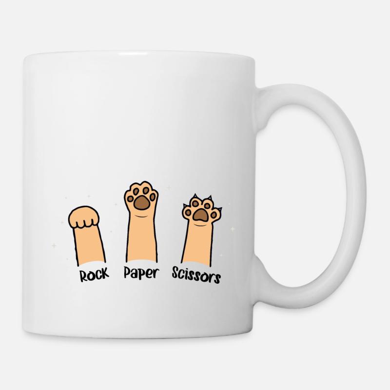 Pierre Papier Ciseaux Jeu De Main Chat Mignon Avec Drôle - Mug blanc - blanc