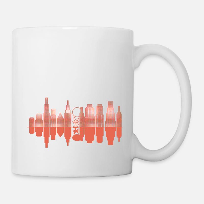 Eine Stadtsilhouette + ein Baum - Rot - Tasse - Weiß