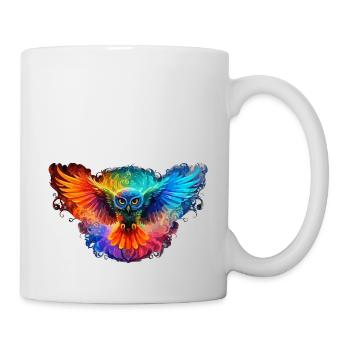 Regenbogen Eulenherz Kunst - Tasse - Weiß - Rechts