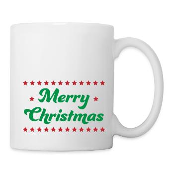 Merry Christmas Sterne gruen rot - Tasse - Weiß - Rechts