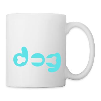 Schriftzug mit Knochen / Hund / Dog / Geschenk - Tasse - Weiß - Rechts