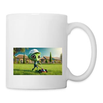 niedliche kleine grüne retro vintage alien jeden tag - Tasse - Weiß - Rechts