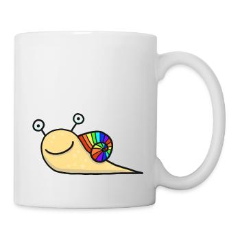 Regenbogenschnecke - Tasse - Weiß - Rechts