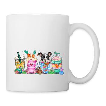 Café chien pâques bouledog2 4500x5400Français B - Mug blanc - blanc - Droite