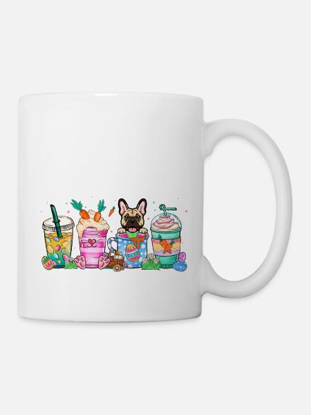 Café chien de Pâques bouledogue français 4500x5400Français Bu - Mug blanc - blanc