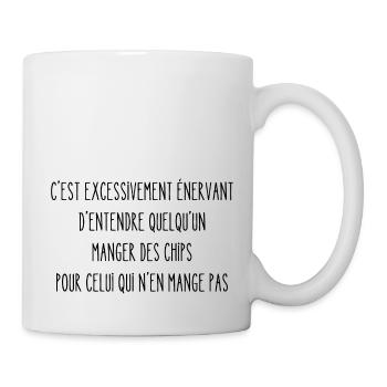 entendre manger des chips - Mug blanc - blanc - Droite