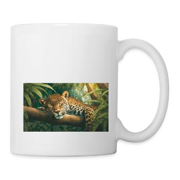 Cute animals chilling – jaguar sleeping on a tree - Mug - white - Right