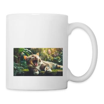 Niedliche Tiere chillen – Katze - Tasse - Weiß - Rechts