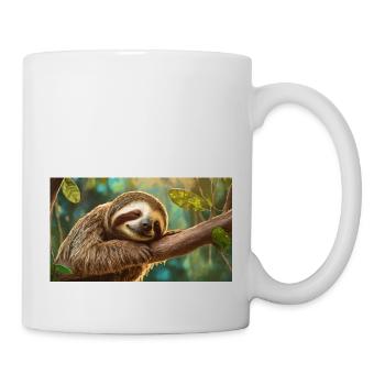 Niedliche Tiere chillen – Faultier - Tasse - Weiß - Rechts